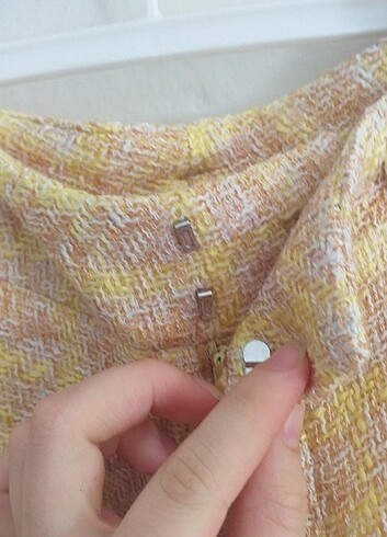 xs Beden sarı Renk Kare Desenli Pantolon