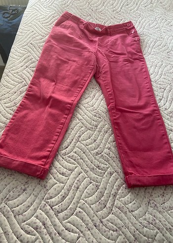 Pembe Kadın Midi Pamuk Pantolon - Görsel 4