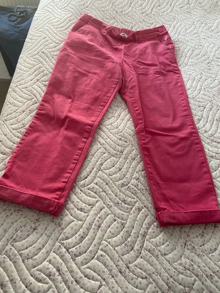 Pembe Kadın Midi Pamuk Pantolon - Görsel 4