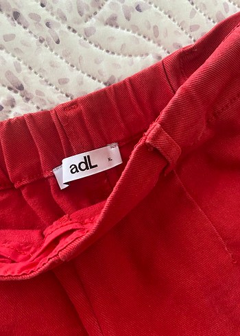 Kırmızı Rahat Kesim Pamuk Kumaş Kadın Pantolon - Görsel 4