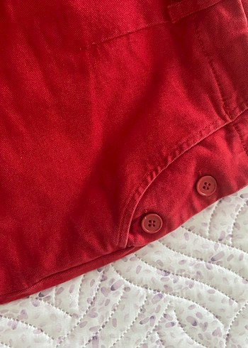 Kırmızı Rahat Kesim Pamuk Kumaş Kadın Pantolon - Görsel 6