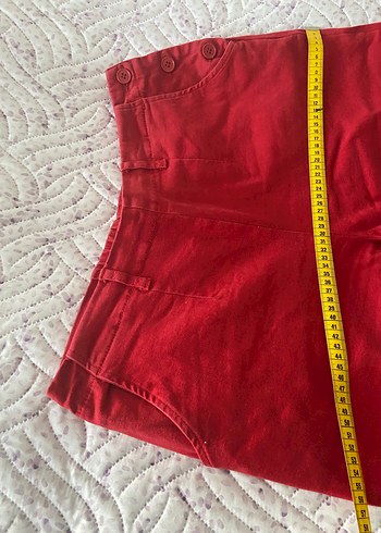Kırmızı Rahat Kesim Pamuk Kumaş Kadın Pantolon - Görsel 10