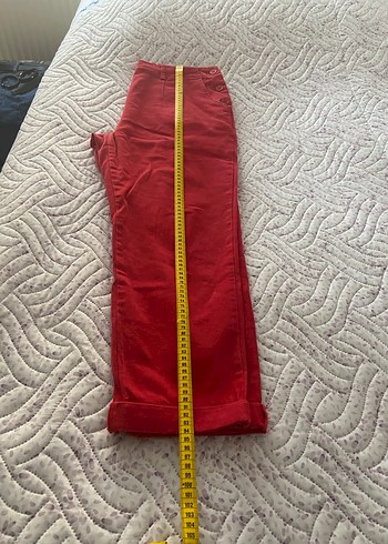 Kırmızı Rahat Kesim Pamuk Kumaş Kadın Pantolon - Görsel 7