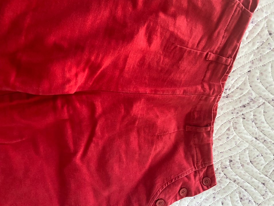 Kırmızı Rahat Kesim Pamuk Kumaş Kadın Pantolon - Görsel 5