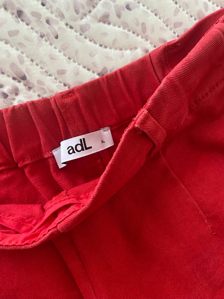 Kırmızı Rahat Kesim Pamuk Kumaş Kadın Pantolon - Görsel 4