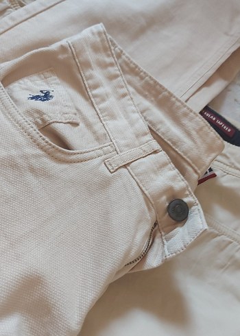 U.S Polo Assn. Bej Düğmeli Regular Fit Pamuk Pantolon