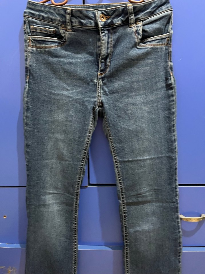 Kadın Lacivert Normal Boy Denim Pantolon Likralı - Görsel 2