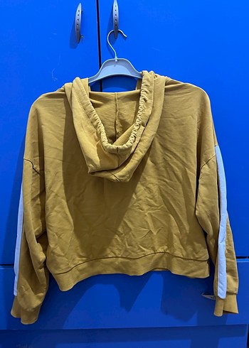 Sarı Kapüşonlu Fermuarlı Kadın Hırka - Görsel 6