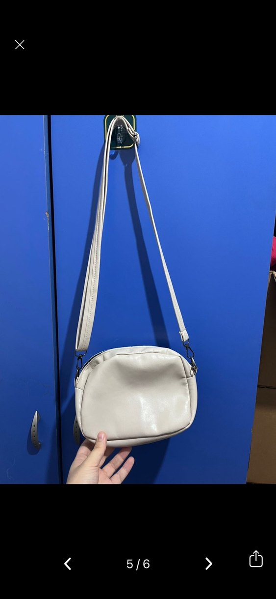 Krem Deri Kadın Çapraz Çanta - Görsel 4