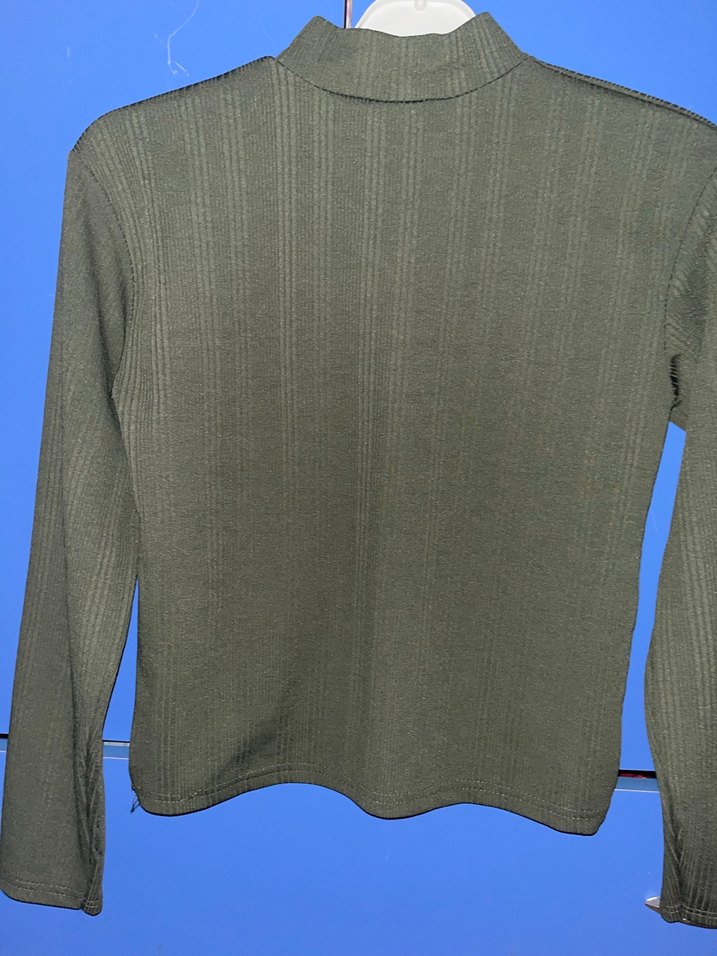 Kadın Haki Balıkçı Yaka Triko Kazak - Görsel 5