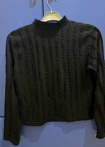 Kadın Siyah Yüksek Yakalı Örgü Triko - Görsel 3