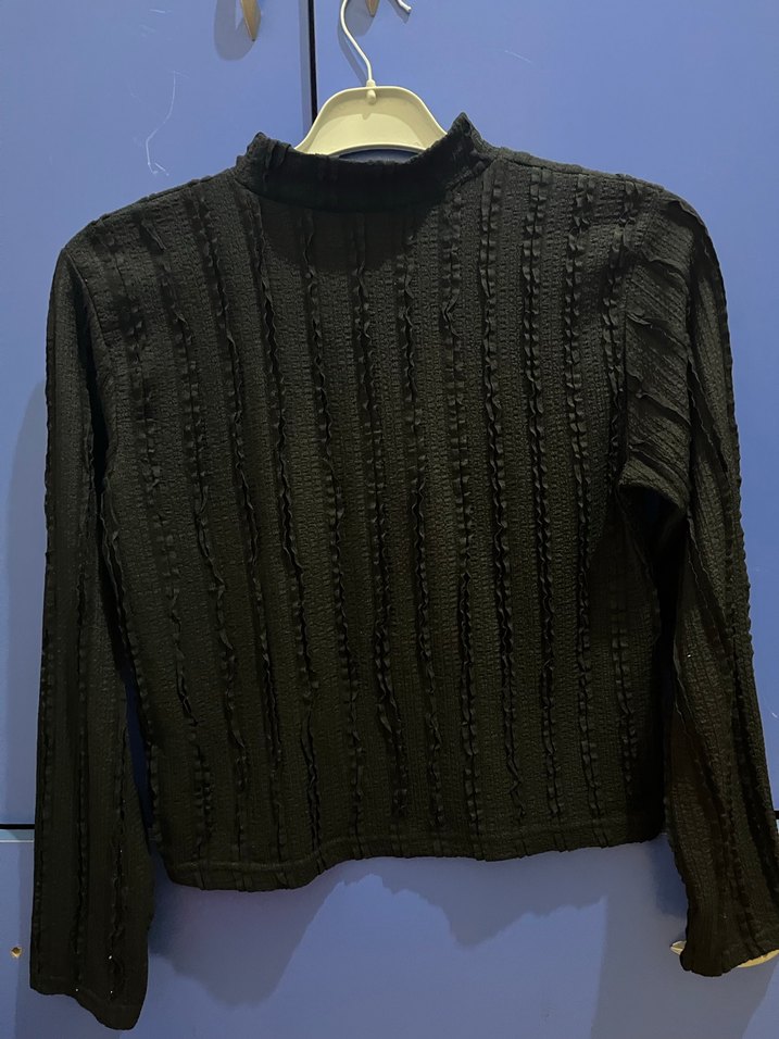 Kadın Siyah Yüksek Yakalı Örgü Triko - Görsel 4