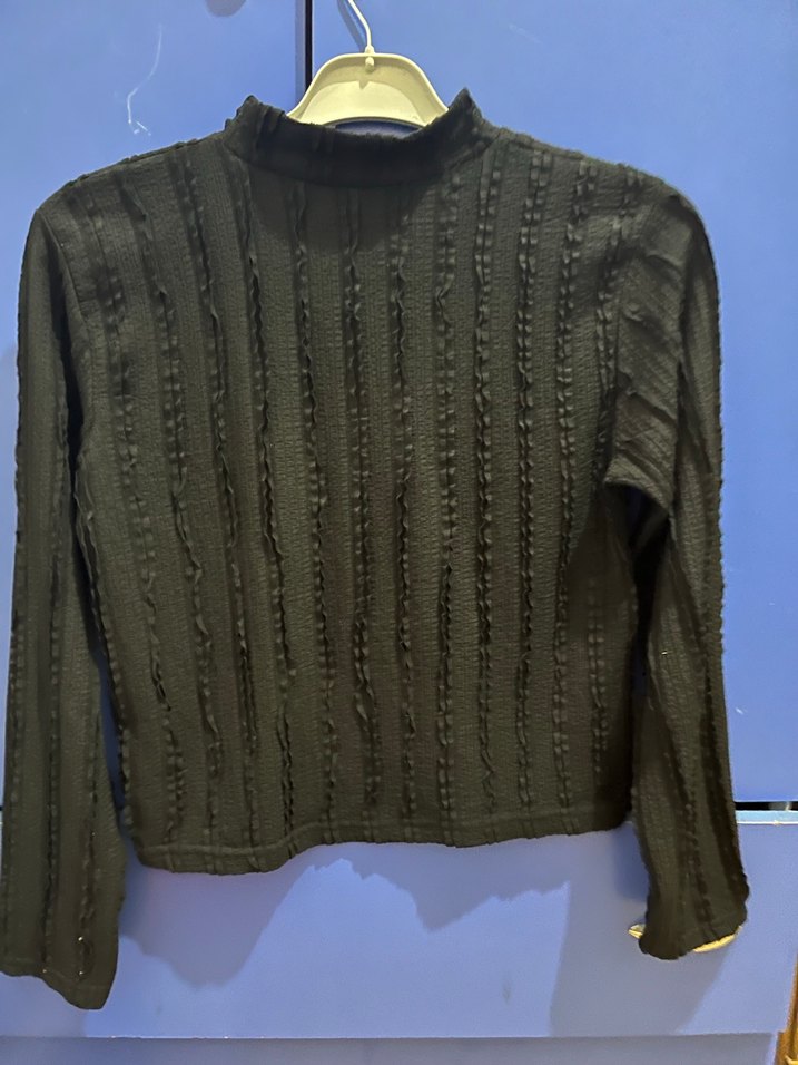 Kadın Siyah Yüksek Yakalı Örgü Triko - Görsel 2