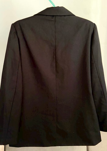 Düğmeli Siyah Midi Kadın Blazer Ceket - Görsel 5