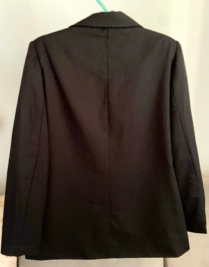 Düğmeli Siyah Midi Kadın Blazer Ceket - Görsel 5