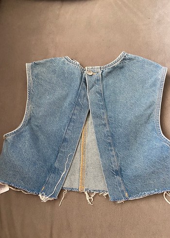 mavi Denim Düğmeli Yelek - Görsel 2