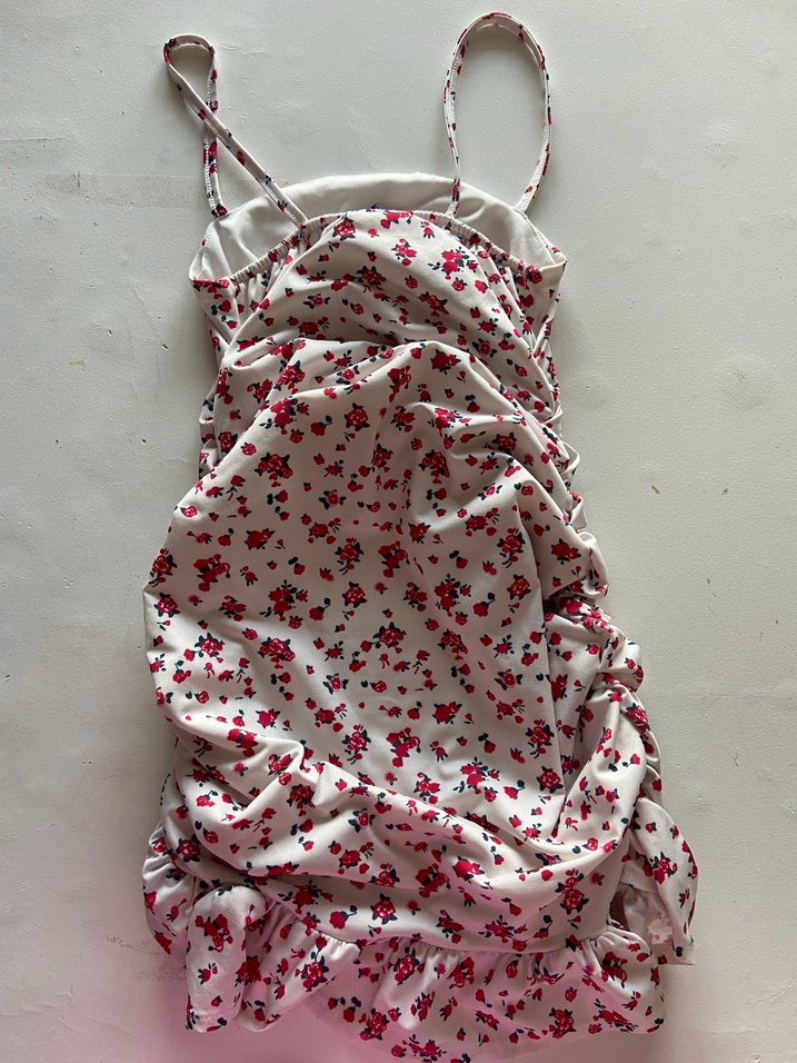 Çiçek Desenli askılı  Mini Elbise - Görsel 3