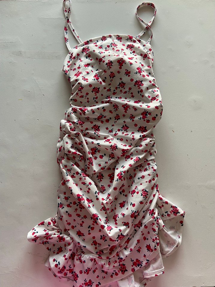 Çiçek Desenli askılı  Mini Elbise - Görsel 2