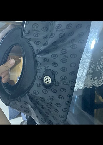 Beden Gri Baskılı Kemerli Gotik Kadın Çanta