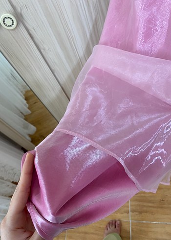 Abiye Pudra Pembe Uzun Klasik genç kız Abiye Elbise