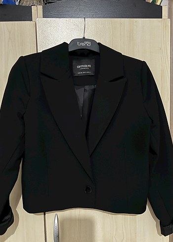 Düğmeli Siyah Kadın Blazer Ceket