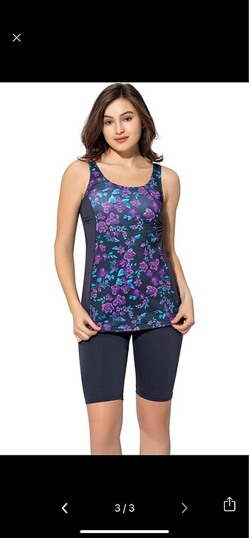 Desenli şortlu tankini takım