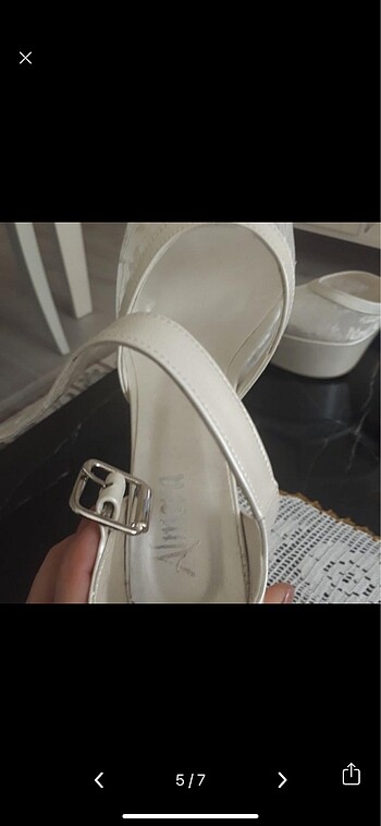 Dolgu topuk dantelli ayakkabı - Görsel 5