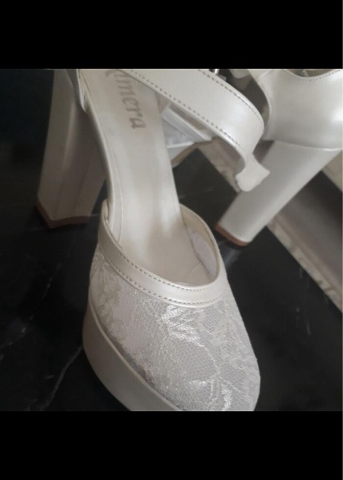 Dolgu topuk dantelli ayakkabı - Görsel 2