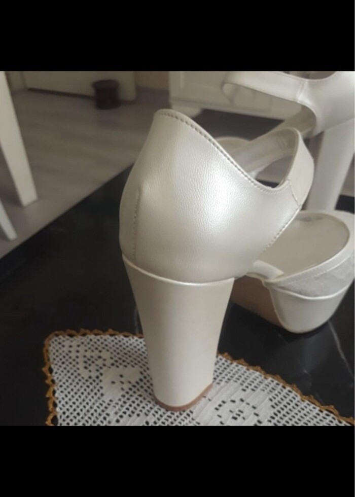 Dolgu topuk dantelli ayakkabı - Görsel 3