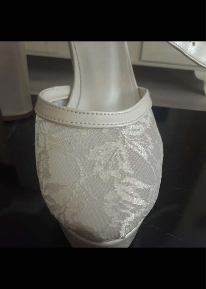 Dolgu topuk dantelli ayakkabı - Görsel 4