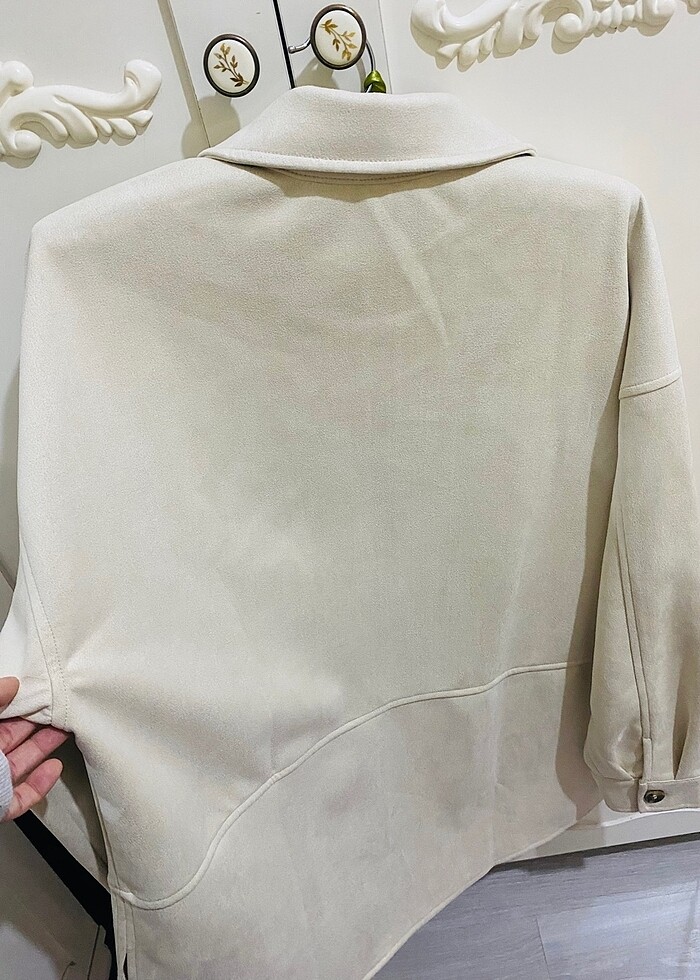 Krem süet gömlek - Görsel 3