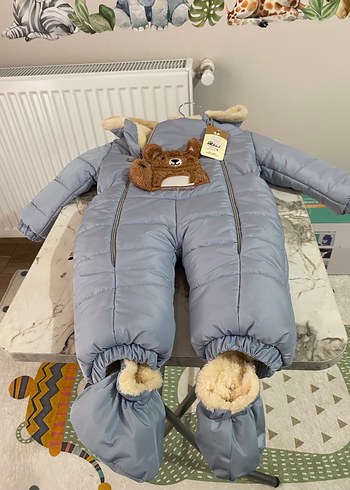 Gri Kürklü Erkek Bebek Tulum - Görsel 2