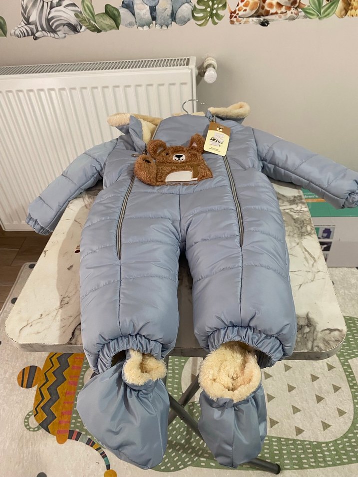 Gri Kürklü Erkek Bebek Tulum - Görsel 2