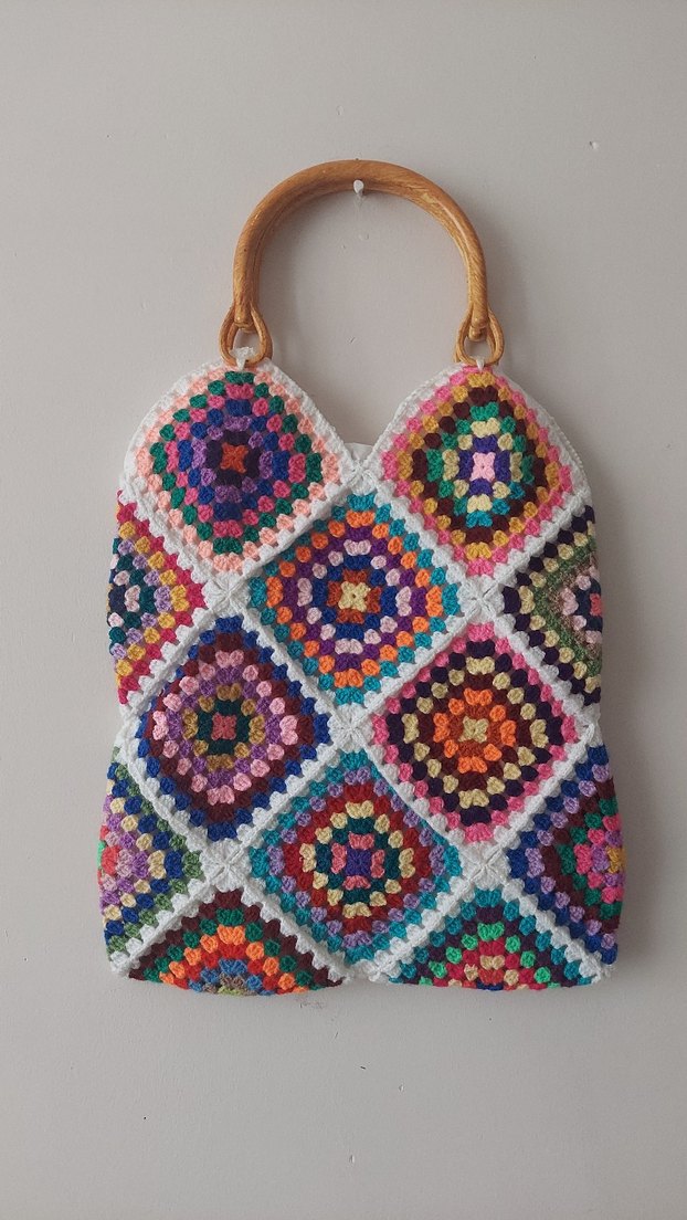 Renkli Örgü Bohem Kadın Çantası - Görsel 2