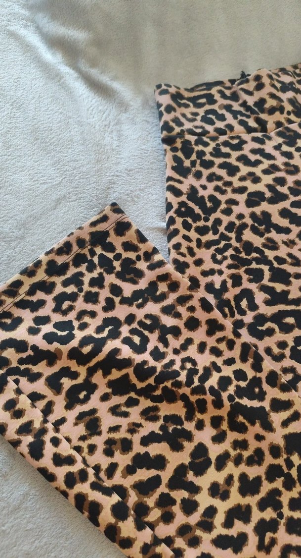 Kadın Leopar Desenli Uzun Kumaş Pantolon - Görsel 2