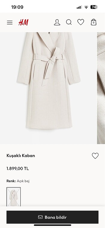s Beden H&M uzun kaban