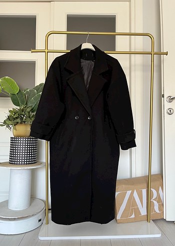 Siyah oversize Kaban