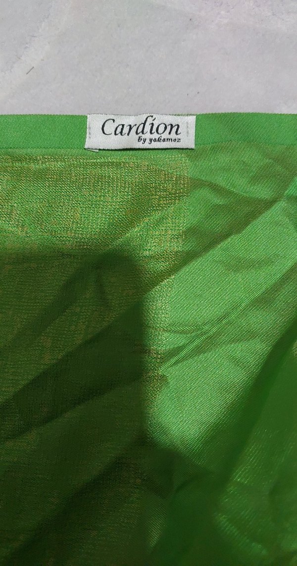 Parlak Yeşil püskülü şal - Görsel 2