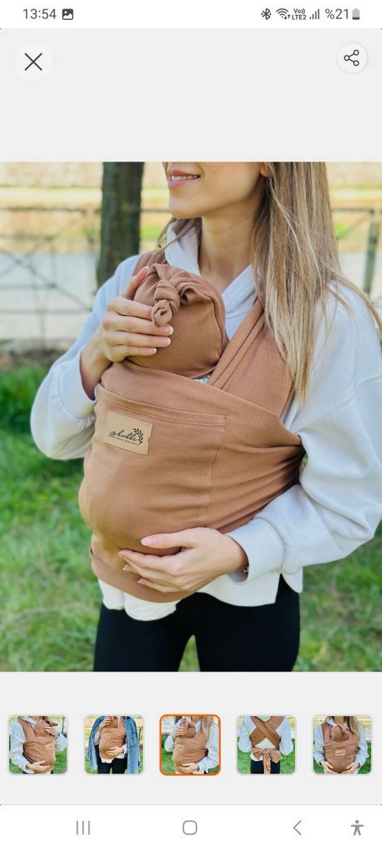 Kubbe Sling / Anakucağı Cepli Bebek Taşıma Şalı Bebek Askısı - Görsel 2