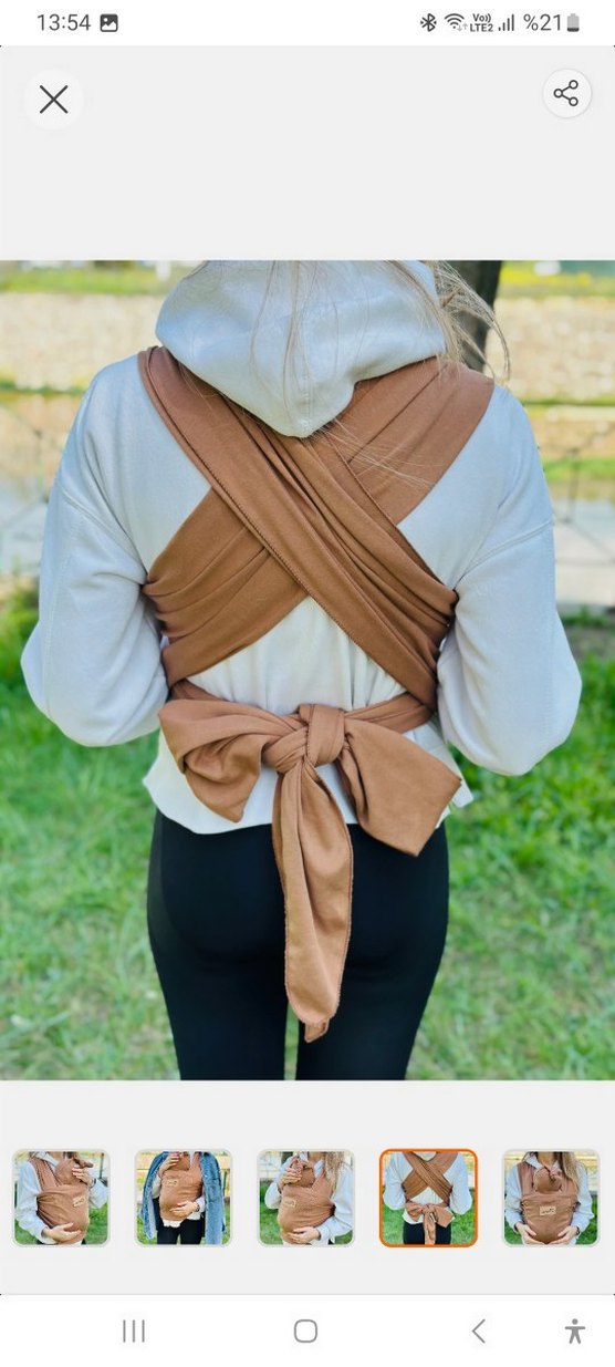 Kubbe Sling / Anakucağı Cepli Bebek Taşıma Şalı Bebek Askısı - Görsel 3