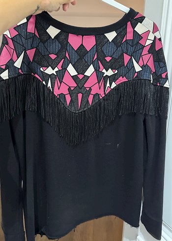 l Beden Püsküllü Nakışlı Bohem Kadın Sweatshirt