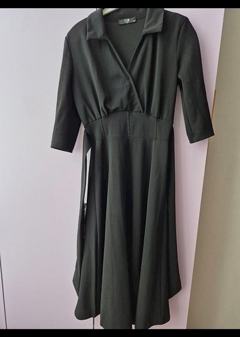 Siyah Uzun Ofis Elbisesi - Görsel 4