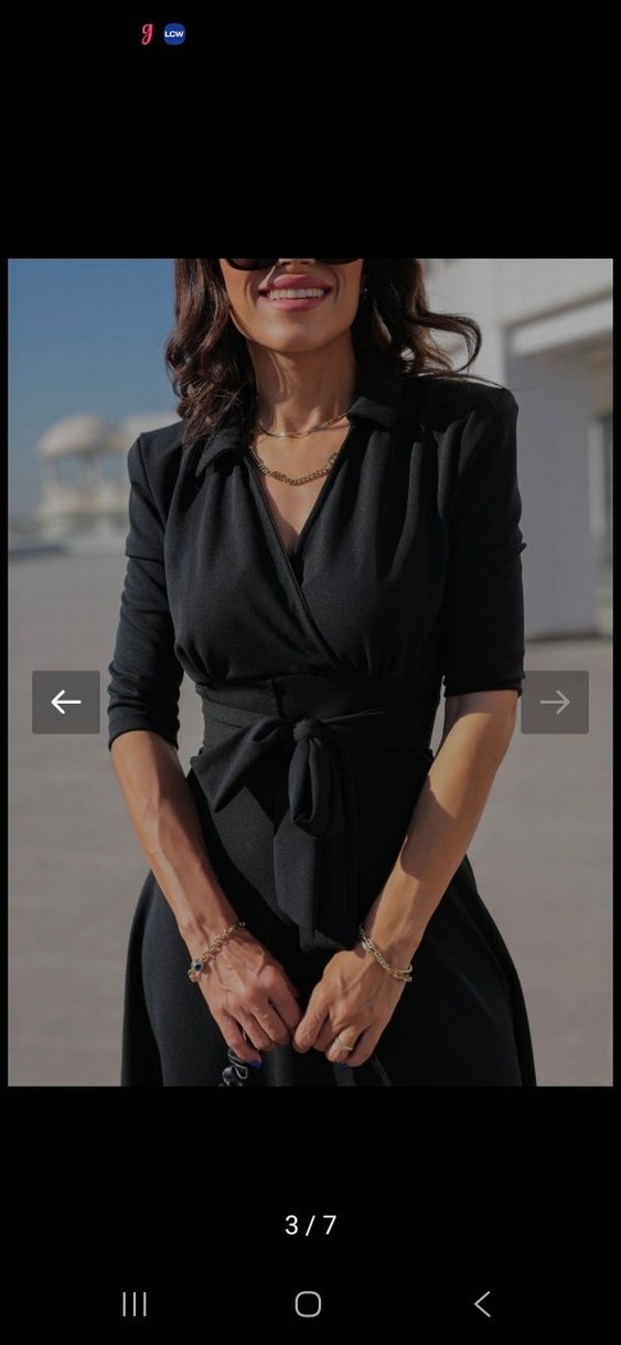 Siyah Uzun Ofis Elbisesi - Görsel 2