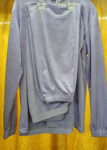 Gri Kapüşonlu Kadın kadife eşofman takımı - Görsel 4