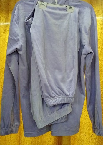 Gri Kapüşonlu Kadın kadife eşofman takımı - Görsel 3