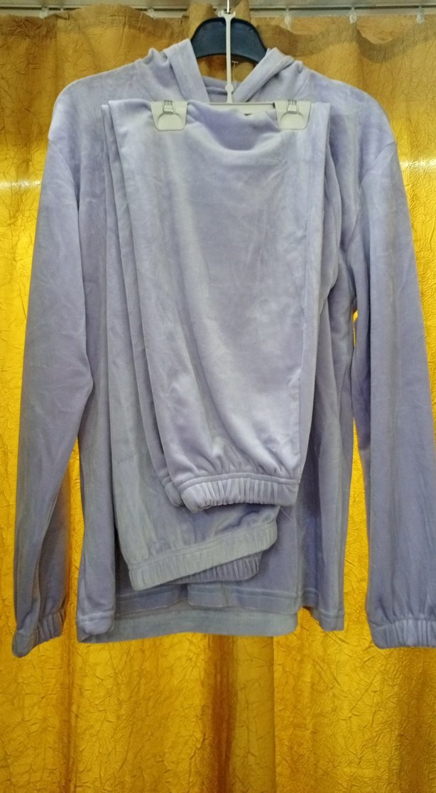 Gri Kapüşonlu Kadın kadife eşofman takımı - Görsel 4