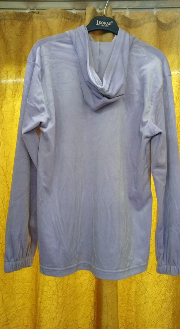 Gri Kapüşonlu Kadın kadife eşofman takımı - Görsel 2