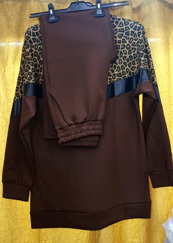 Kahverengi Leopar Desenli Kadın eşofman takımı - Görsel 3