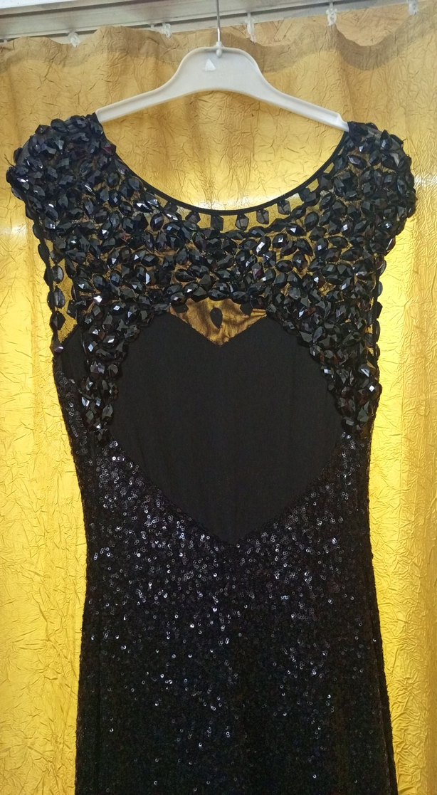 Siyah Payetli Uzun Kadın Abiye Elbise - Görsel 2