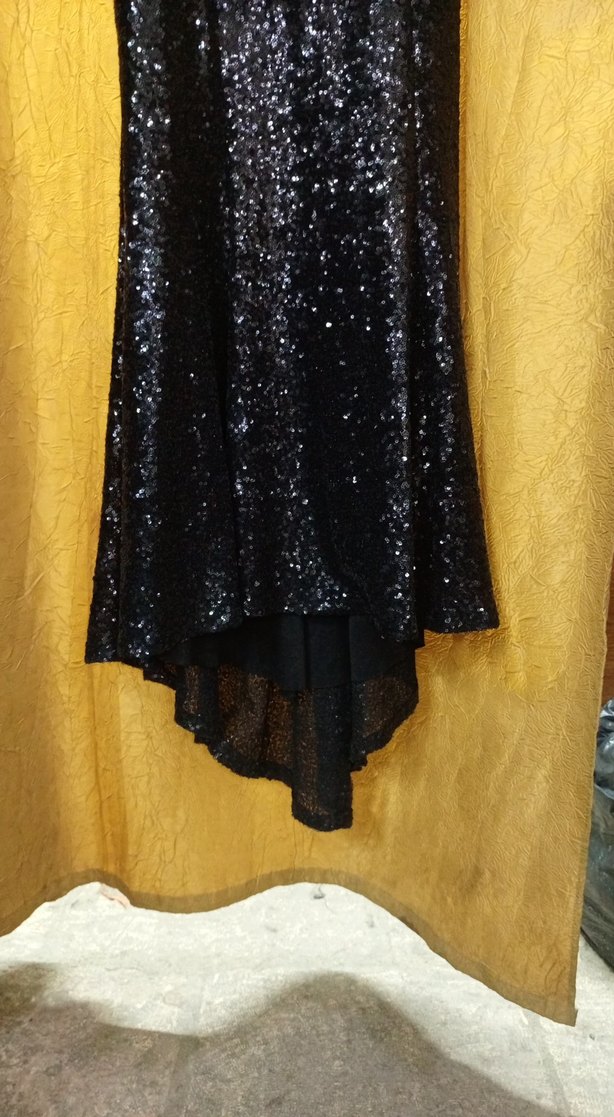 Siyah Payetli Uzun Kadın Abiye Elbise - Görsel 4